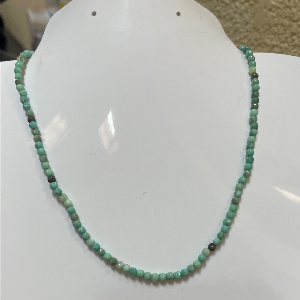 Amazonite  beaded 17inches 18k gold plated over sterling silver